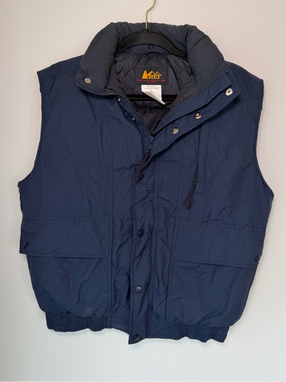 Vintage REI Goose Down Puffer Vest Navy Blue Outdoors Hiking